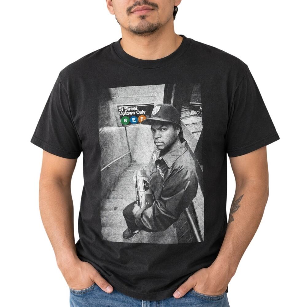 Ice Cube Black Graphic T-Shirt Medium Hip Hop Rap Tee Streetwear